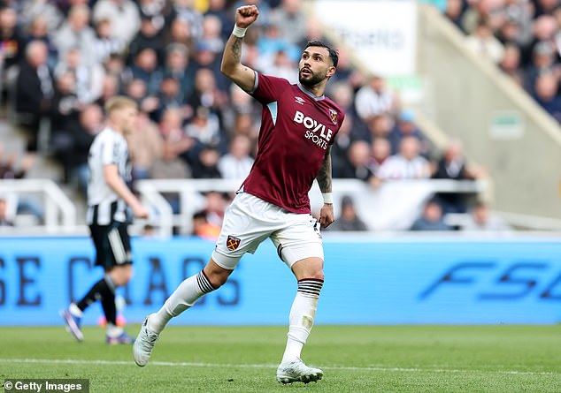 West Ham star Taty Castellanos bags goal of the season contender with wonderstrike at Newcastle – but his effort is in vain to leave Hammers on the brink of relegation