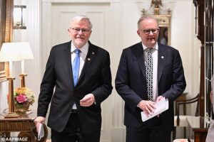 Kevin Rudd takes a cheeky dig at Donald Trump as he launches new project after stepping down as US ambassador