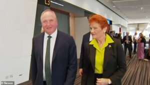 Fiery moment Pauline Hanson calls woman a nasty b***h after press conference – as her right-hand man is scolded after telling a reporter to ‘shut up’