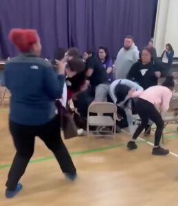 Hair-pulling brawl erupts at KINDERGARTEN graduation ceremony after mom, 28, was accused of hogging seats