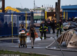 Huge explosion at NYC shipyard leaves one dead and 37 injured after workers became trapped by blaze