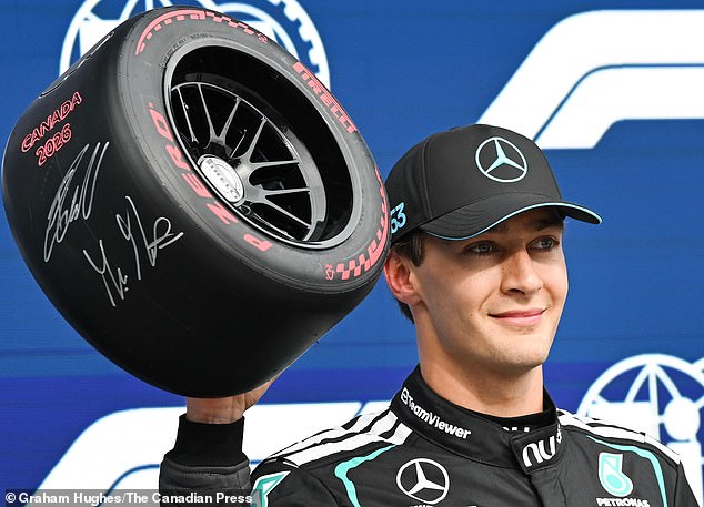 George Russell claims pole position for rain-threatened Canadian GP… beating out furious Mercedes teammate Kimi Antonelli in Montreal yet again