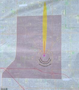 Terrifying map reveals blast radius of chemical tank on the brink of exploding as thousands are ordered to flee their homes