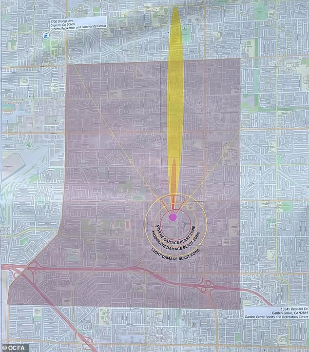 Terrifying map reveals blast radius of chemical tank on the brink of exploding as thousands are ordered to flee their homes