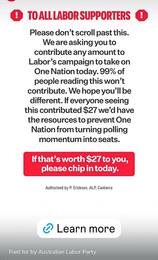 Labor sounds the alarm over One Nation surge as party begs supporters for $27 donations