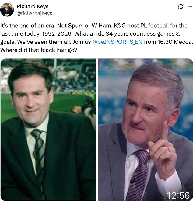 Richard Keys bids farewell to Premier League football with emotional ‘end of an era’ post celebrating his 34 years next to fellow shamed ex-Sky Sports broadcaster Andy Gray – with duo to return to UK after leaving jobs in Qatar