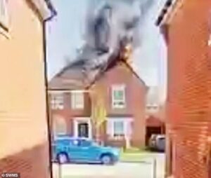 Moment solar panels explode at £600,000 new-build home that goes up in flames with family inside