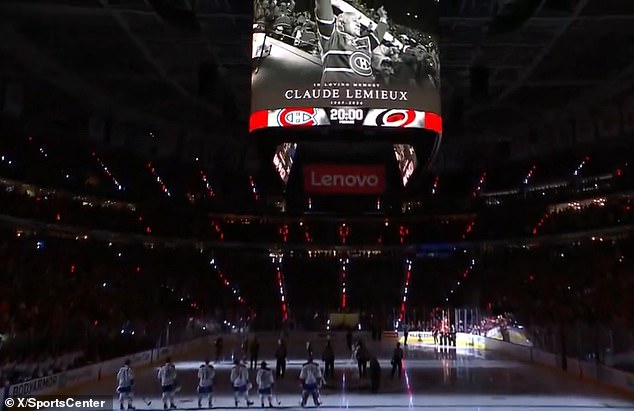 Poignant moment Carolina Hurricanes honor Claude Lemieux days after his final appearance at NHL playoff clash