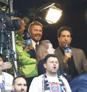 The One Where Arsenal Got Beat! Friends icon David Schwimmer joins David Beckham at star-studded Champions League final as Gunners lose to Paris Saint-Germain