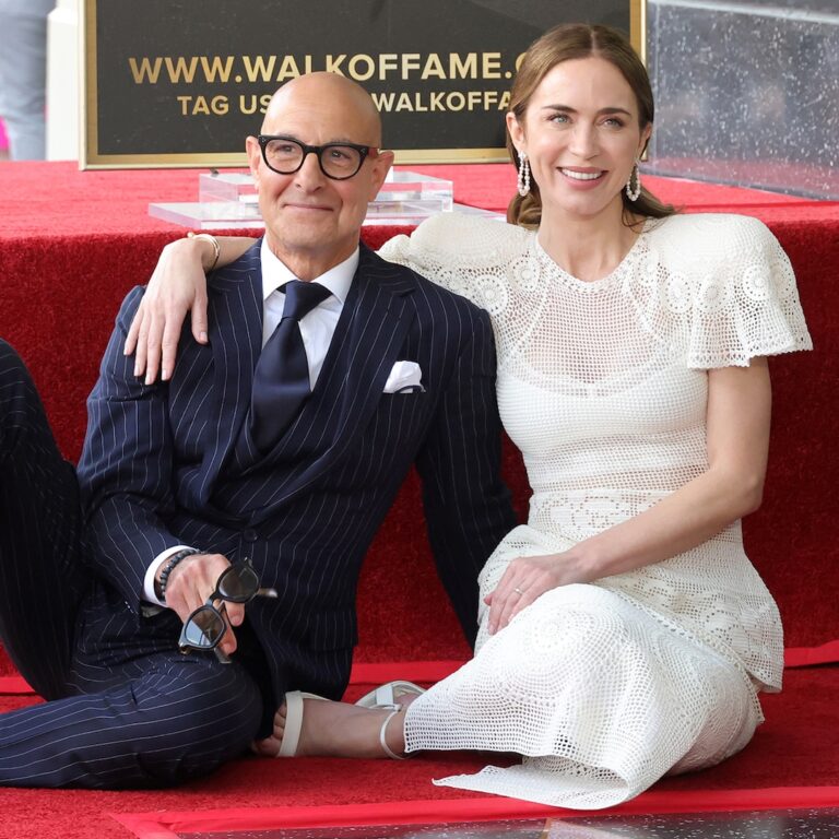 Emily Blunt, Stanley Tucci With John Krasinski at Walk of Fame Photos