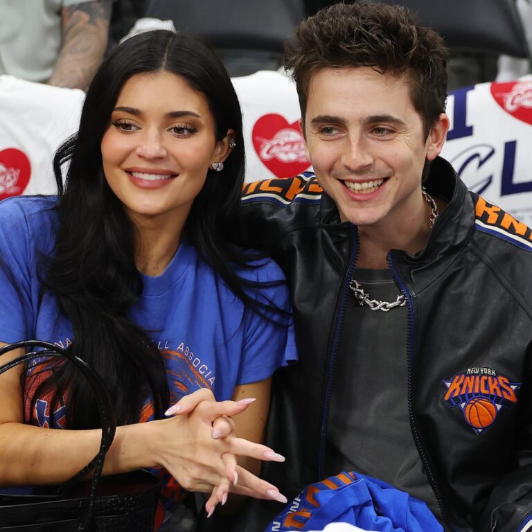 Kylie Jenner, Timothée Chalamet Celebrate Knicks Win, Kiss Courtside