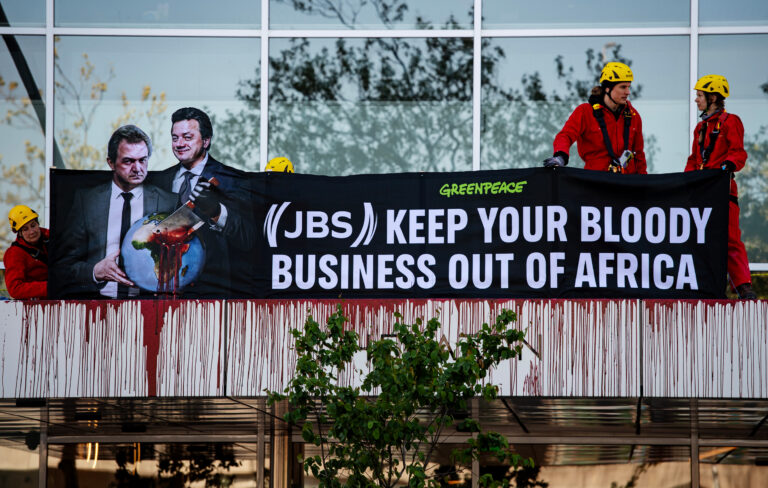 Greenpeace initiate legal action against meat giant JBS, as activists shut down first Dutch shareholder meeting