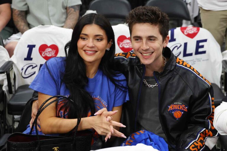 Kylie Jenner and Timothée Chalamet Have a Courtside Date Night at the Knicks Playoff Game in Coordinated Looks