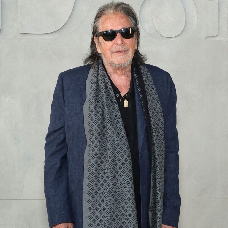 See Al Pacino & Girlfriend Noor Alfallah Step Out at Dior Fashion Show
