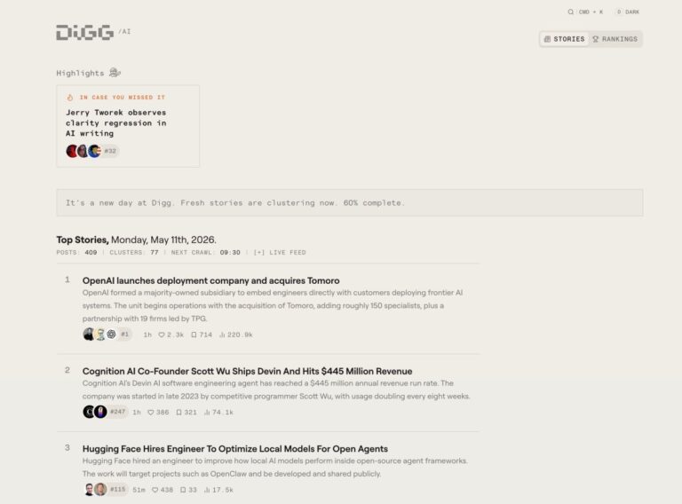 Digg tries again, this time as an AI news aggregator