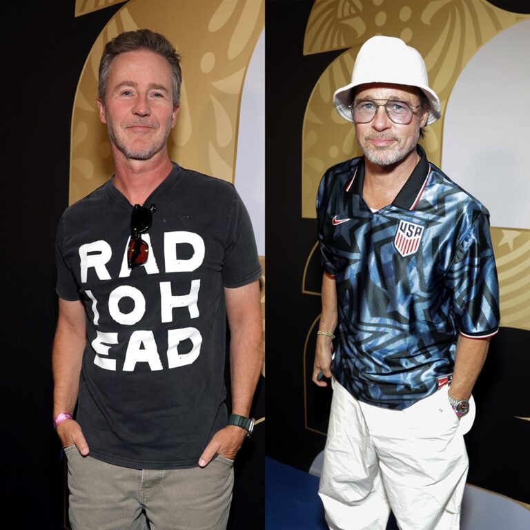 Brad Pitt, Edward Newton Have Fight Club Reunion at USA Match