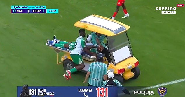 Absurd moment medical cart crashes into soccer player while taking his injured teammate off the field