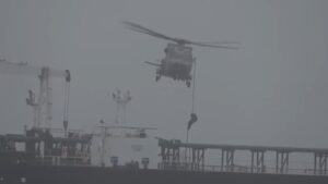 Moment French forces backed by UK board suspected Russian oil ‘shadow fleet’ tanker in Atlantic
