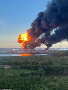 Ukraine blitzes St Petersburg oil port ahead of economic forum hosted by Putin in city today as tide of war continues to turn Kyiv’s way