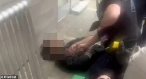 Moment Saudi ex-student, 21, is detained on the ground after ‘shooting security guard with crossbow’ at Surrey University while injured victim receives medical aid
