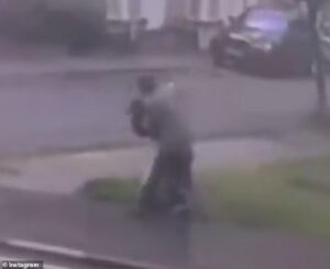 Moment girl, 17 is stabbed in the neck on residential street as armed police arrest man, 30, on suspicion of attempted murder
