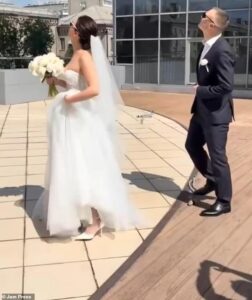 Ukraine wedding photoshoot is interrupted when Russian kamikaze drone is blasted out of the sky