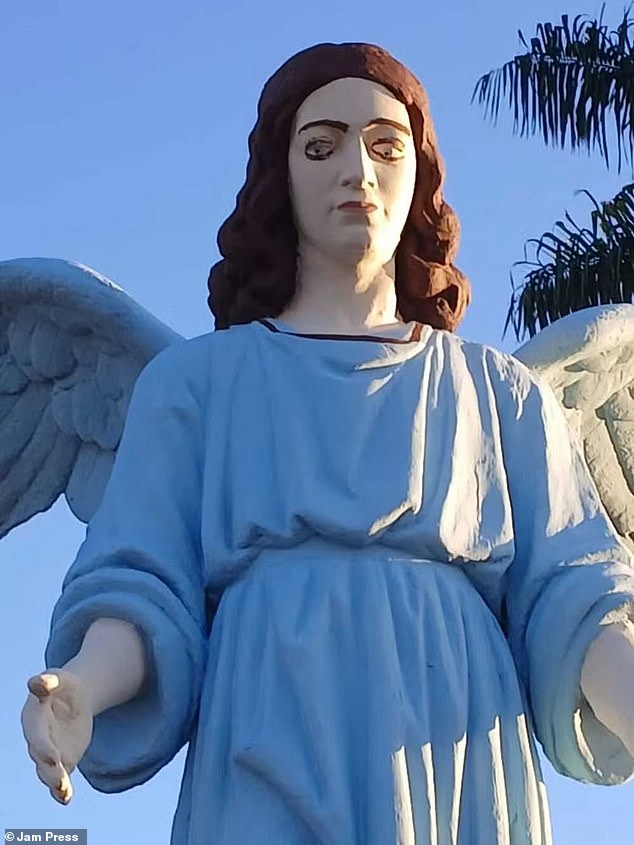 Disastrous restoration of celebrated religious sculptures sparks outrage in Brazil as Virgin Mary is given ‘lipstick and bulging eyes’