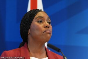 Kemi Badenoch says Keir Starmer should resign if he does not keep his word on defence: Tory leader warns Labour poses a ‘major threat’ to Britain’s national security