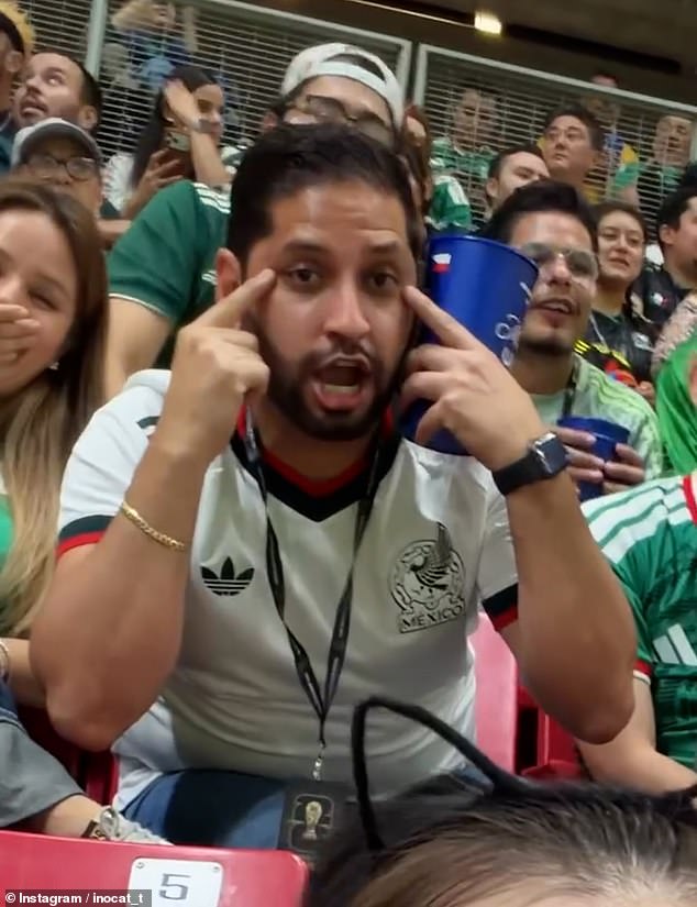 Mexican World Cup fan sparks anger with racist gesture behind South Korean supporter… and is now looking for a new job
