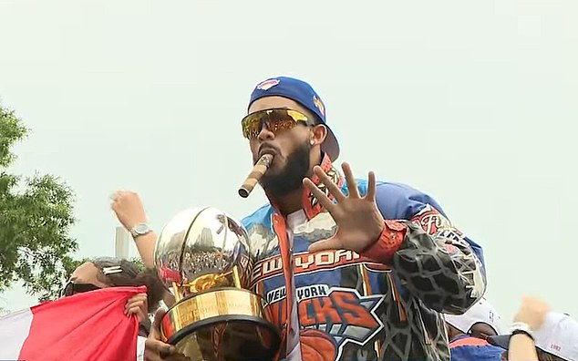 Jubilant Knicks heroes, WAGS and Timothee Chalamet arrive for first ever NBA title parade after millions of fans shut down Manhattan