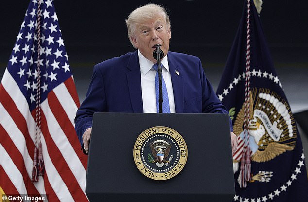 Trump says algae-infested Reflecting Pool must be EMPTIED for repairs as knife-wielding ‘vandals’ tear hole in facade and destroy $16 million renovation