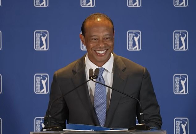 Beaming Tiger Woods in surprise first appearance at bombshell PGA Tour announcement after rehab spell and DUI arrest