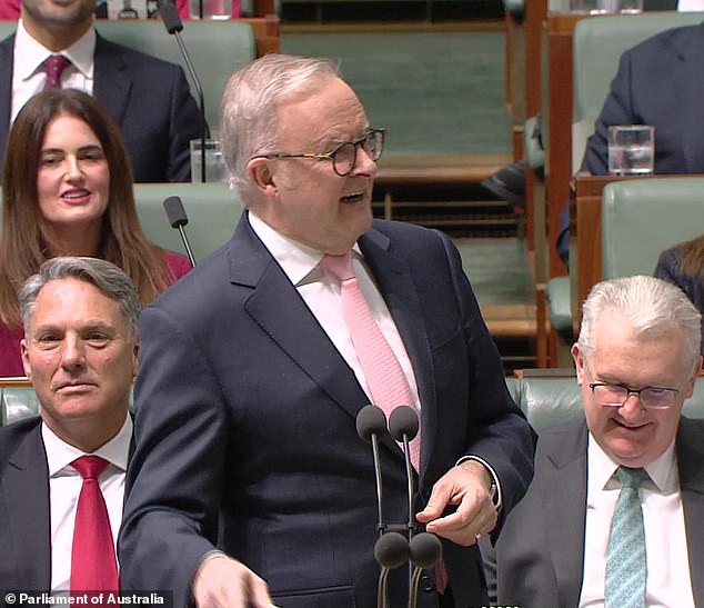 How Albo made Angus Taylor crack up laughing by mocking a push to rebrand the Liberal Party