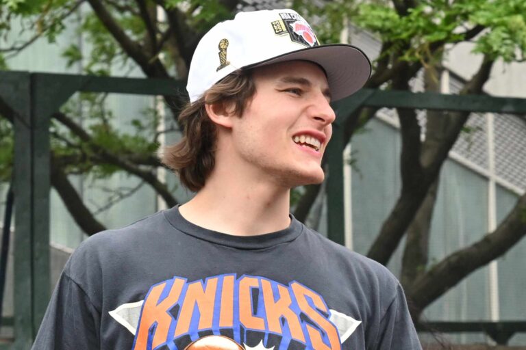 Knicks' Tyler Kolek Briefly Stopped by Cops During Team’s Championship Parade After Being Mistaken for a Fan: 'I Swear I'm on the Team Bro'