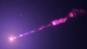 NASA X-ray spacecraft catches jet erupting from the first supermassive black hole imaged by humanity
