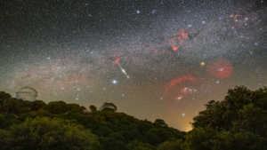 Meteor streaks across the sky above space observatory photo of the day for June 5, 2026