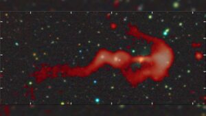 Strange glowing ‘bow-and-arrow’ structure may be a giant cosmic shock wave created by a supersonic galaxy collision