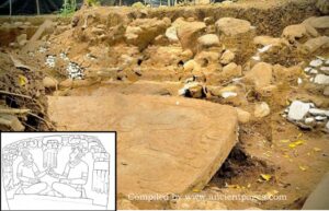 Unusual Veracruz Monolith Illustrates People Receiving Sacred Liquid From A Divine Source Above Them