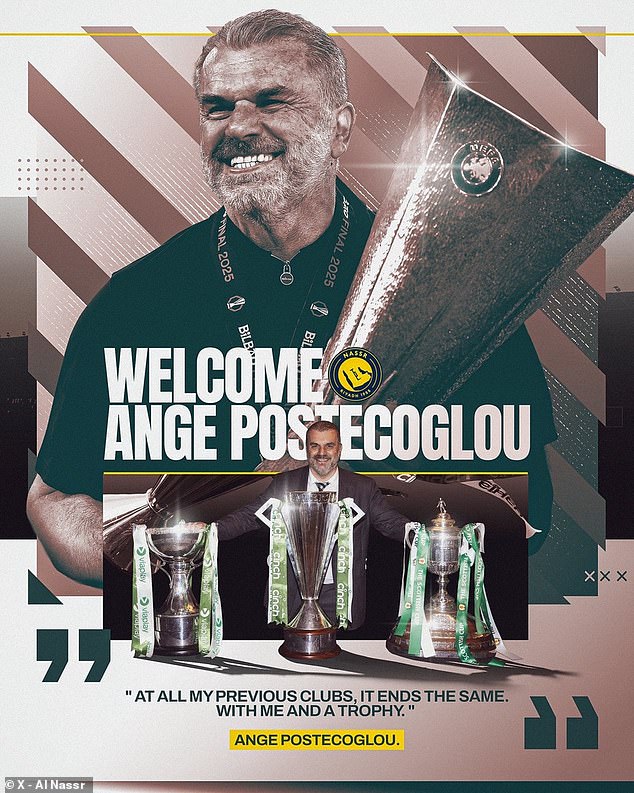 Ange Postecoglou is announced as Cristiano Ronaldo’s new manager in Saudi Arabia – as former Spurs boss returns to football for the first time since 39-day Nottingham Forest nightmare