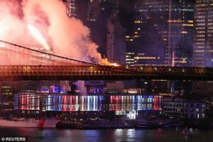 Panic as NYC’s Brooklyn Bridge erupts in FLAMES during Macy’s July 4 fireworks extravaganza