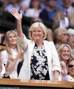 Sue Barker returns to Centre Court at Wimbledon as she joins Geoff Hurst and Britain’s sporting heroes in the Royal Box