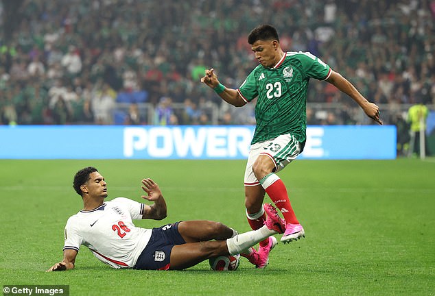 England coaches involved in furious touchline scrap as Jarell Quansah is shown a RED card in chaotic World Cup clash in Mexico
