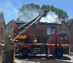 Moment family’s roof collapses as newbuild home is destroyed by ‘solar panel fire’ – just weeks after similar inferno