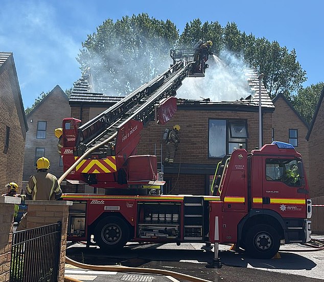 Moment family’s roof collapses as newbuild home is destroyed by ‘solar panel fire’ – just weeks after similar inferno