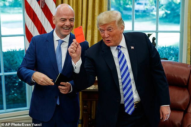 FIFA chief Gianni Infantino breaks ranks from Trump to defend ‘suspect’ referee slammed by president… as he faces calls to RESIGN from his role