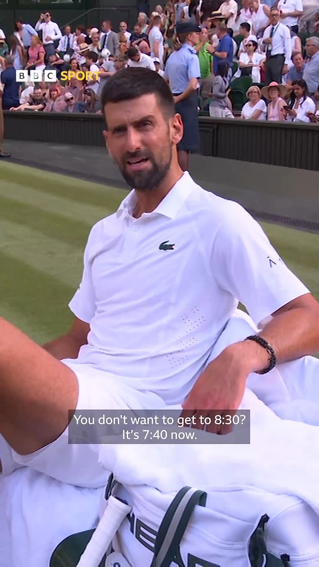 Novak Djokovic fumes at Wimbledon official in row over closing the roof as tennis star moans ‘where is the consistency’ in tense exchange