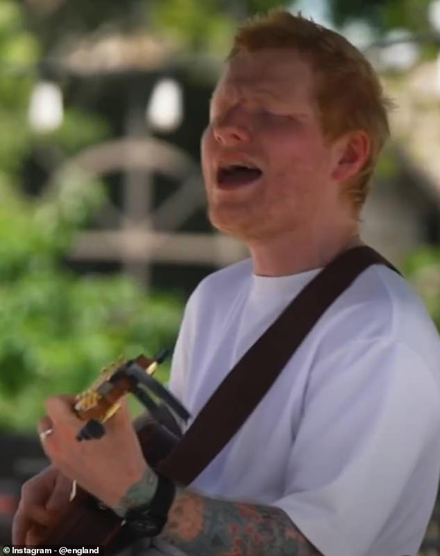 Sheer boredom! England’s stars look unimpressed at Ed Sheeran’s awkward David Brent-style private gig at their World Cup camp