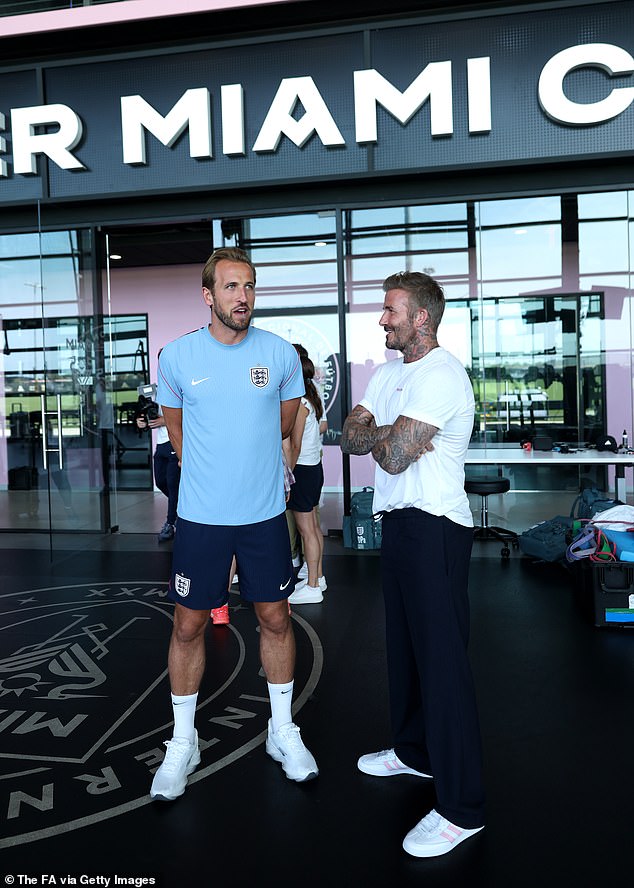 David Beckham welcomes Harry Kane & Co to his Inter Miami base as Romeo and Cruz watch training on eve of England’s World Cup quarter-final clash with Norway