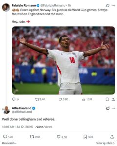 Alfie Haaland aims dig at referees after Norway are knocked out by England in the World Cup quarter-final – after son Erling was bizarrely subbed OFF despite his side needing a goal in Miami