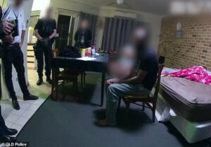 Tense moment former partner of Jana Armstrong is arrested in his dingy room – as he is charged with murder